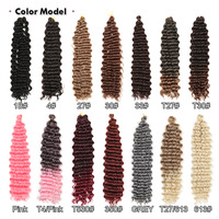 Vente en gros de tresses synthétiques au crochet, style russes bouclées, ondulées profondes hawaïennes, couleur ombrée, pour tressage de cheveux