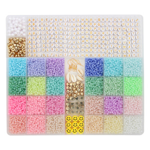 Perles de verre colorées 3mm pour la création de bijoux DIY transfrontaliers, avec outils - Product Image 1