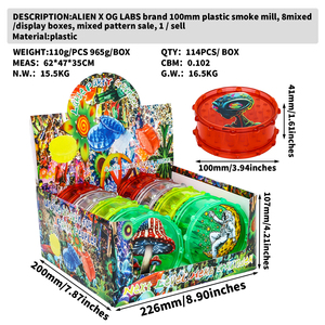 Venta al por mayor logotipo personalizado OEM 100mm plástico grande amarillo rojo <span class=keywords><strong>verde</strong></span> claro molinillo de hierbas trituradora de pimienta accesorios para fumar - Product Image 6