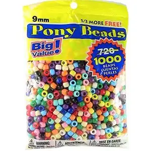 De gros perles noir 1000-Perles en plastique acrylique pour cheveux, bijoux, grand trou, 9mm, colorés, coiffure de poney, pour enfants, 1000 pièces, vente en gros
