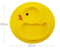 Assiette à ventouse pour bébé réutilisable, design mignon de canard personnalisé, sans BPA, en silicone de qualité alimentaire, écologique, lavable au lave-vaisselle, pour enfants