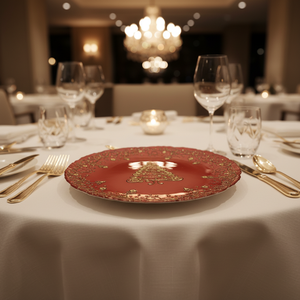 Assiettes de présentation en verre de style sapin de Noël <span class=keywords><strong>rouge</strong></span>, <span class=keywords><strong>sous</strong></span>-assiettes, ensembles de vaisselle de mariage, vaisselle pour restaurant - Product Image 3