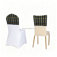 Housses de chaise personnalisées avec logo noir et motif croix éthiopienne pour événements