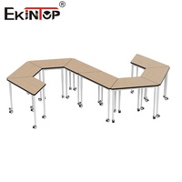 Chaise et table d'apprentissage combinées pliables Ekintop pour étudiants, réglables, de forme trapézoïdale, pour réunions scolaires