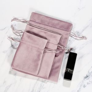 Custom Print Drawstring Cosmetic Makeup <b>Gift</b> Jewelry Necklace Package Velvet Fabric <b>Bags</b> <b>Luxury</b> Pouch With Draw String - Product Image 2