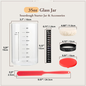 2026 New Product Ideas Eco-Friendly Sourdough Starter Kit Glass with Sourdough Starter Jar Kit <b>Bread</b> Proofing <b>Basket</b> Set - Product Image 2