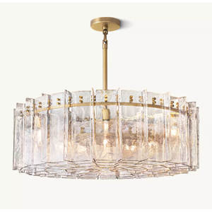 Lustre rond en verre transparent de 47 pouces pour salon moderne, cuisine, îlot, grand lustre en fer de luxe pour villa, hôtel, design américain - Product Image 4