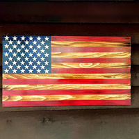 Drapeau américain ondulé - Décoration en bois pour la fête de l'Indépendance, pour la maison, le restaurant, le bar, le café et le garage, cadeaux de Noël