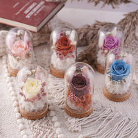 Rose éternelle préservée sous cloche en verre 2025 – Ornement artisanal créatif pour mariage et Noël