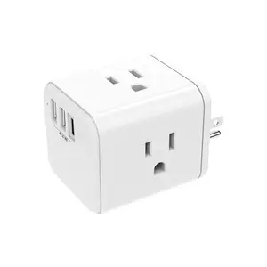 OSWELL Travel Adapter Plugs Electrical Outlets Usa with 2 Usb Ports Sockets 3 Pin White Commercial Wall Socket 15A 125V