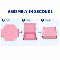 Boîte cadeau pliante en papier enduit rose avec logo personnalisé, impression sérigraphique et matériaux recyclés pour l'emballage cosmétique en gros