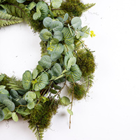 Guirnalda de follaje artificial de eucalipto, helecho y musgo para puerta principal, decoración de pared y ventana de casa de campo, primavera-verano