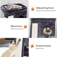 Arbre à chat multi-niveaux en velours, écologique et doux, avec poteaux à gratter en sisal naturel, emballage en carton