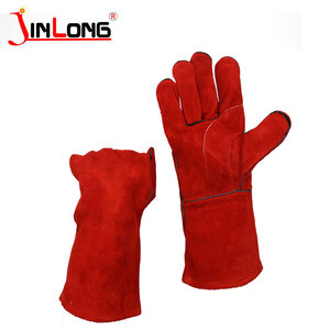 Cuir de vache fendu <span class=keywords><strong>Barbecue</strong></span> <span class=keywords><strong>Barbecue</strong></span> résistant à la <span class=keywords><strong>chaleur</strong></span> Argon Mig personnalisé sécurité en cuir 16 pouces gants de soudage - Product Image 4