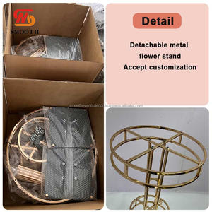 Exquisito Soporte de Flores Dorado para Bodas, Soporte de Flores de Metal Resistente, Decoración para Bodas, Superventas - Product Image 4