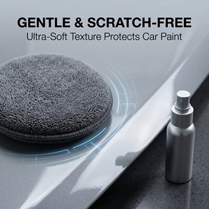 Tampon applicateur de cire pour voiture en microfibre double face HM-P011, éponge de polissage douce à dos en maille anti-rayures pour le detailing automobile, le cirage - Product Image 3