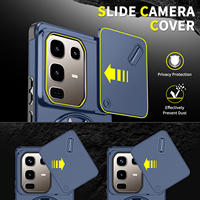 Coques de téléphone portable avec fenêtre coulissante, support métallique circulaire et protection magnétique de l'appareil photo pour Infinix Hot 60 Pro Plus 60i 4G