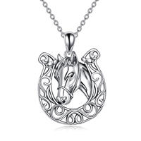 Nouveau Design Cheval Bijoux 925 Sterling Silver Rhodium Plaqué Animal Fer À Cheval Lariat Collier