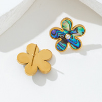 Offre Spéciale : Boucles d'oreilles en acier inoxydable plaqué or 18 carats avec coquille d'ormeau Blossom, marque privée Philippines, fabricant de bijoux