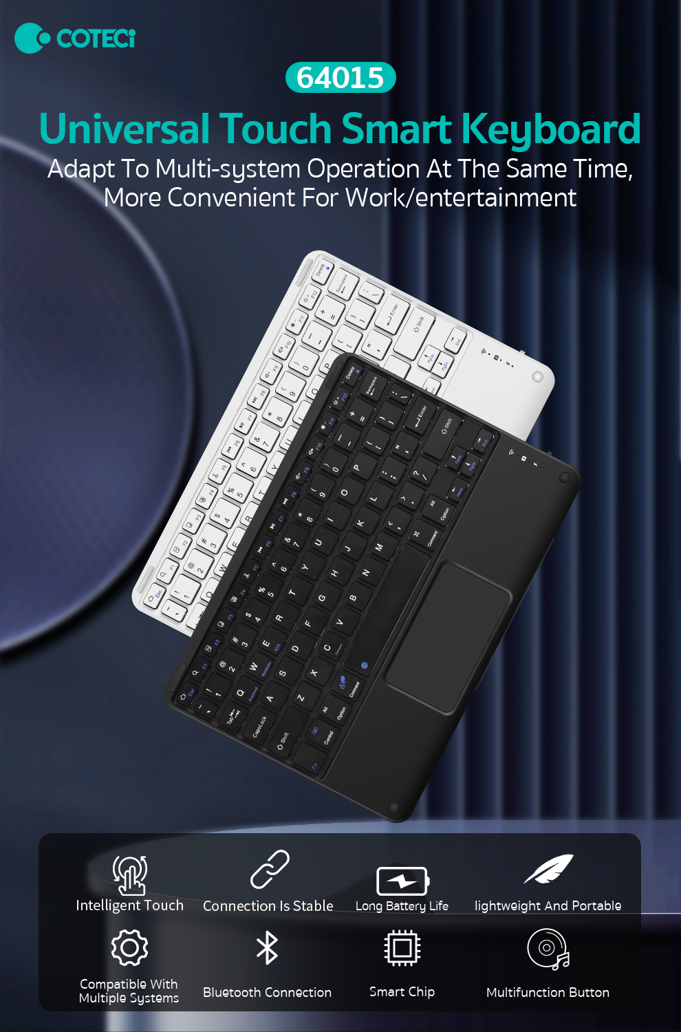 COTECi Wireless Smart Keyboard & Mouse for Tablets - UK-Compatible