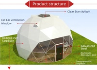 Tente de camping de luxe chauffée écologique quatre saisons à double couche coque rigide protection UV dôme transparent maison de désert