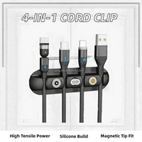 Organisateur de câble magnétique à 4 canaux pour bureau à domicile Clips de rangement polyvalents en silicone pour la gestion des câbles de bureau électronique