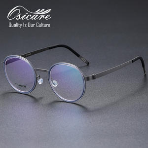 高級ブランド光学眼鏡 男性用度付きレンズ眼鏡 丸型眼鏡 チタン製眼鏡フレーム - Product Image 2