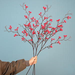 <span class=keywords><strong>Fleurs</strong></span> <span class=keywords><strong>artificielles</strong></span> de fruits rouges porte-bonheur, seau de <span class=keywords><strong>fleurs</strong></span> porte-bonheur, arrangement floral DIY, mousse stéréotypée semi-machinale, Nouvel An - Product Image 3