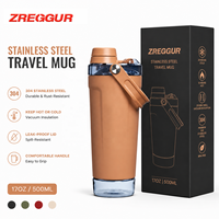 Bouteille shaker en acier inoxydable avec logo personnalisé, 500 ml, revêtement poudré, gobelet shaker pour protéines, couvercle sans BPA, pour marque de fitness, fournisseur OEM ODM