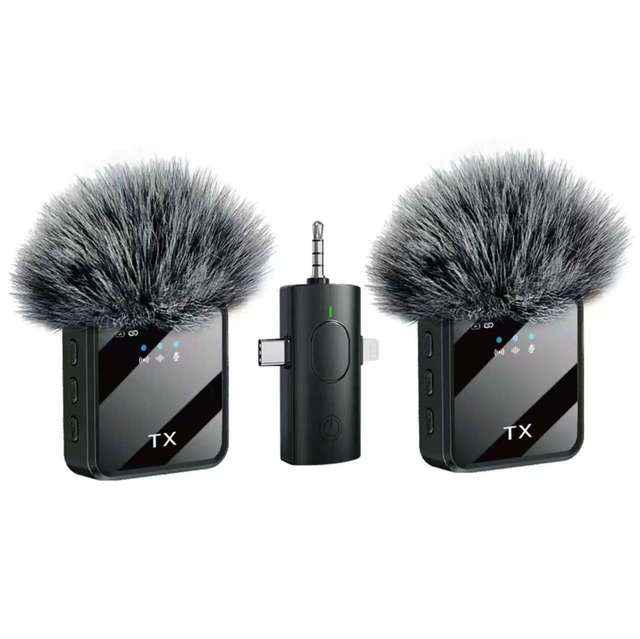 Portable F11 Wireless Lavalier Microphone 6-8 Hours Battery Life 30m Transmission 3.5mm/Type-C Connector for Video Recording