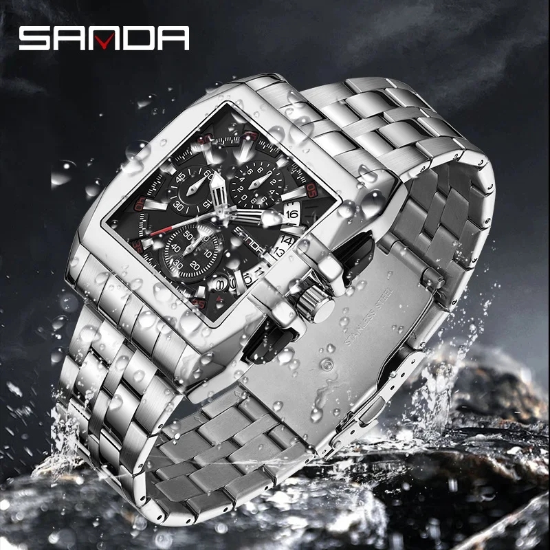 Sanda 5302 Luxury Quartz Chronograph Watch for Men, Waterproof
