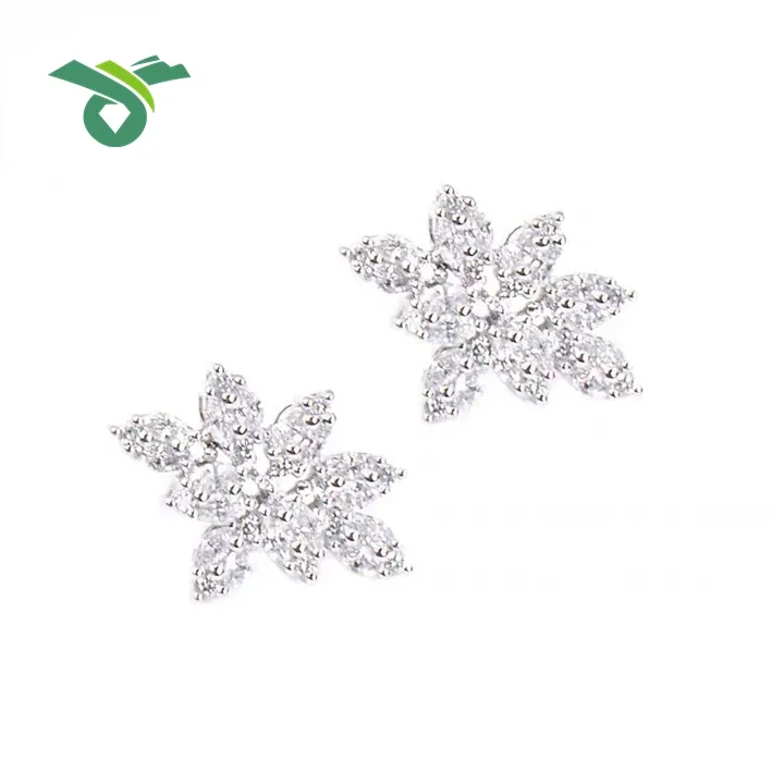 Custom-Crafted VVS Diamond Earrings, 18k White Gold Extended Drop Diamond Earrings, Women's Lab-Created Diamond Earrings