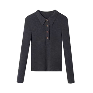 Pull en tricot pour femme, manches longues, col boutonné, coupe ajustée, doux, décontracté, 100% laine, design personnalisé, vente en gros de vêtements - Product Image 1