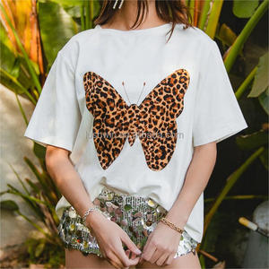 <span class=keywords><strong>T</strong></span>-<span class=keywords><strong>shirt</strong></span> da <span class=keywords><strong>Donna</strong></span> Personalizzabile con Logo, Stampa Grafica Farfalla e Animali, Magliette Casual Bianche Estive, Abbigliamento Taglie Forti - Product Image 3