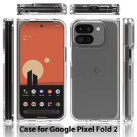 Étui de protection transparent antichoc gauche-droite pour Google 9 Pro Fold avec bracelet effet miroir et design chaîne laser