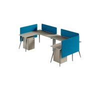 Bureau de travail en forme de L avec écran de confidentialité en tissu et meuble mobile verrouillable pour bureau commercial à plan ouvert
