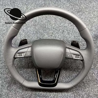Volant sport de luxe en cuir semi-perforé chauffant à 4 branches en fibre de carbone personnalisé pour Audi A4 A5 A6 A7 A3 S3 S4 B9 A8