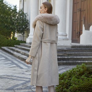 Manteau en fourrure de laine d'hiver d'automne de style français à grand col en fourrure élégant - Product Image 2