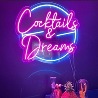 Dropshipping sans MOQ, enseigne néon personnalisable 'Cocktail Dreams', néon LED vintage en acrylique pour chambre, bar, décoration murale, enseignes LED
