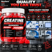 Gummies de créatine monohydrate en vrac, directement de l'usine, pour hommes et femmes, 3000 mg, 60 unités, améliore les performances athlétiques*, saveur framboise, végétalien