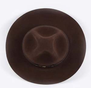 A111202 Chapeau en feutre 100% laine australienne, style haut-de-forme à large bord rigide, unisexe, à quatre bosses avec ruban, décontracté, réglable, toutes saisons - Product Image 6