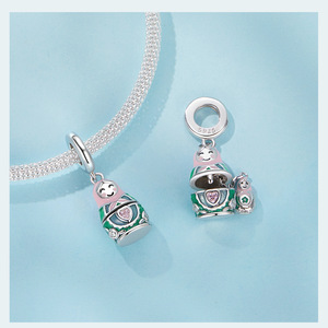 Abalorio de muñeca Matryoshka de Plata de Ley 925 para pulsera y collar, colgante de joyería DIY, regalo de muñeca anidada rusa - Product Image 6