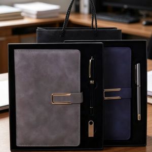 Hot Corporate Leather Notebook Sets With Pen Customizable Luxury <b>A5</b> <b>Diary</b> Stationery Note Book Gift Box for Men - Product Image 5