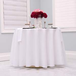 Mantel Redondo Blanco Resistente a las Arrugas <span class=keywords><strong>de</strong></span> Poliéster Resistente al Agua <span class=keywords><strong>de</strong></span> 108/120/132 Pulgadas <span class=keywords><strong>para</strong></span> Decoración <span class=keywords><strong>de</strong></span> Bodas, Fiestas, Comedores, Bufés y Cocinas - Product Image 3