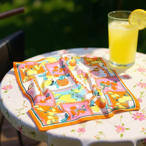 Pañuelo Cuadrado con Estampado de Naranjas y Limones 70x70cm, Poliéster, Accesorio de Moda Primavera-Verano para Mujer - Product Image 4