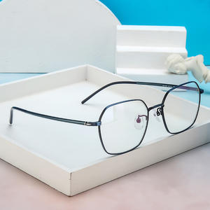 Montures de lunettes artistiques géométriques simples, monture complète légère en titane pur, unisexe, verres en résine, Shenzhen 3046 - Product Image 2