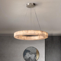 Lustre de luxe en albâtre circulaire, luminaire de plafond en marbre naturel pour hôtel, restaurant, salon, lampe suspendue, îlot de cuisine