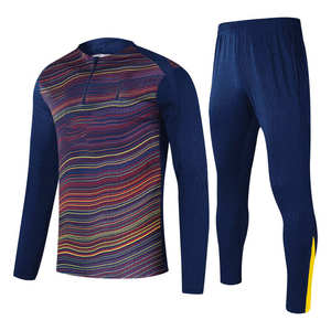 メンズ長袖トレーニングスーツ ジャージ 大人用サッカー ジョギングキット トップス付き フットボールウェア クラブトラックスーツ メンズ用 - Product Image 1