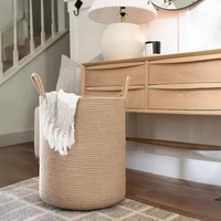 Fait à la main ferme durable avec poignée pour salon salle de bain panier à linge en osier coton tissé panier