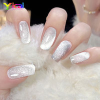Poudre de pigment magnétique YICAI Super Brillante 9D Effet Œil de Chat Argenté à base d'oxyde de fer inorganique pour vernis à ongles, gels, cuir et revêtements